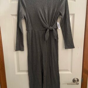 Girl’s Heather Gray Ribbed Knot-Front Jumpsuit from Old Navy